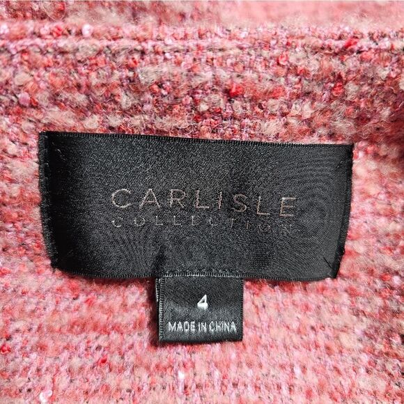 CARLISLE COLLECTION NWT Musee  Pink Tweed Fringe Jacket - Size 4 - Picture 7 of 9